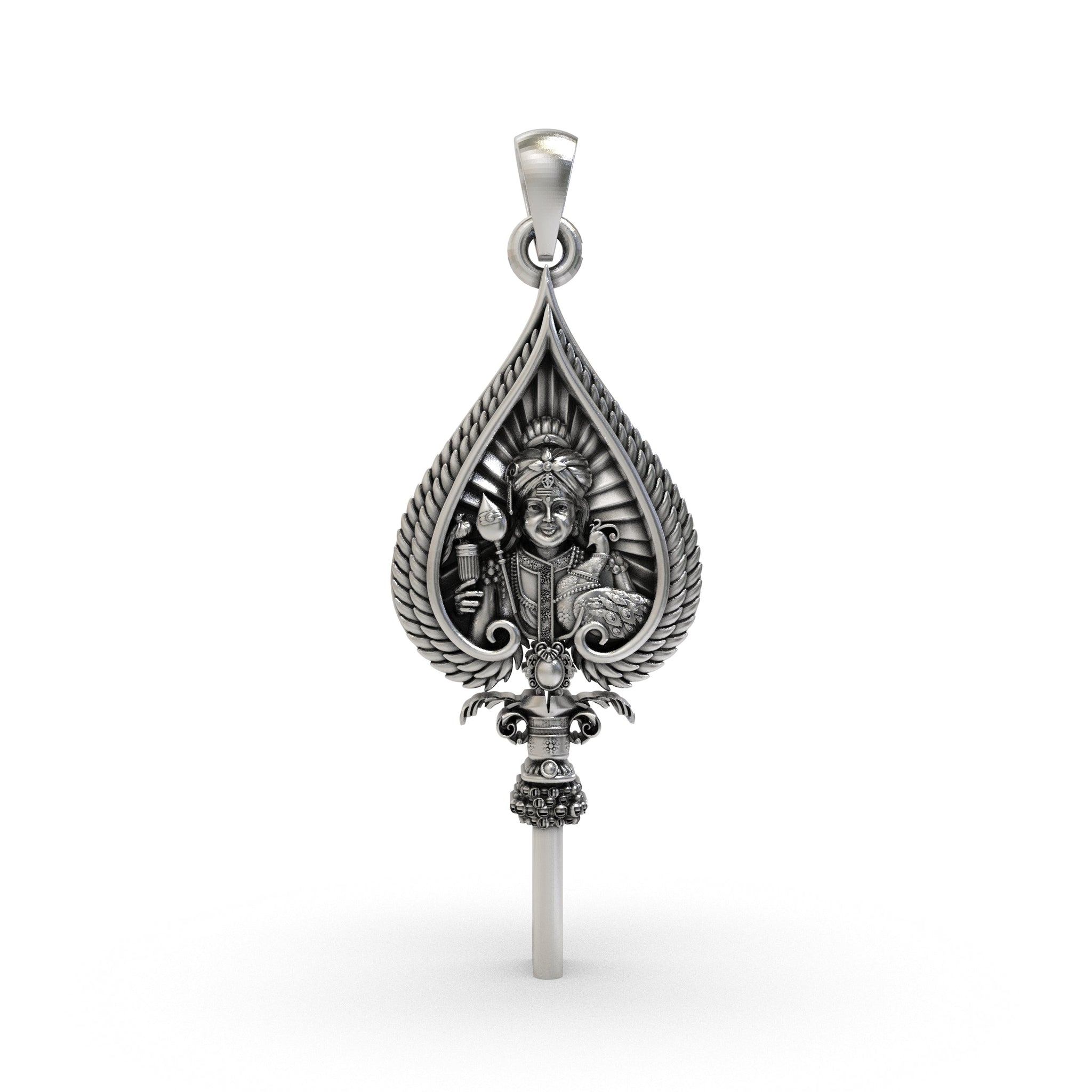 925 Silver Vel Pendant with Murugan Face