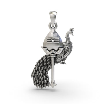 925 Silver The Vel with Peacock Pendant – Divine Protection & Power