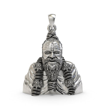 925 Silver Premanand Ji Maharaj Pendant – Spiritual Devotion & Blessings | Hindu Guru Locket