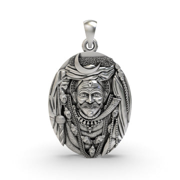 Kashi Kaal Bhairav Pendant 925 Silver | Fierce Form of Lord Shiva | Hindu God Protection Amulet | Bhairavnath Spiritual Locket for Men & Women