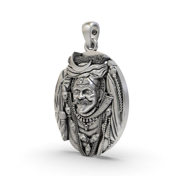 Kashi Kaal Bhairav Pendant 925 Silver | Fierce Form of Lord Shiva | Hindu God Protection Amulet | Bhairavnath Spiritual Locket for Men & Women