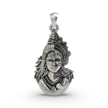 Ardhanarishvara Pendant 925 Silver | Half Shiva Half Parvati Locket | Divine Masculine & Feminine Energy | Hindu God-Goddess Jewelry | Shiv Parvati Necklace
