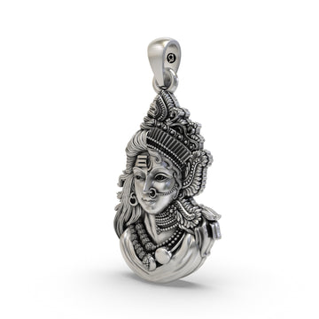 Ardhanarishvara Pendant 925 Silver | Half Shiva Half Parvati Locket | Divine Masculine & Feminine Energy | Hindu God-Goddess Jewelry | Shiv Parvati Necklace