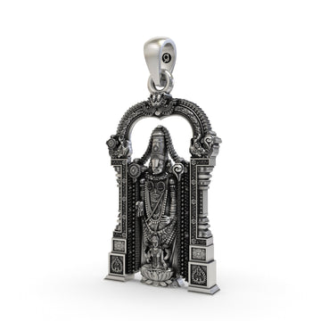 925 Silver Tirupati Balaji Pendant with Laxmi | Lord Venkateswara Lakshmi Locket | Hindu God Jewelry | South Indian Devotional Necklace | Tirupati Balaji Silver Locket