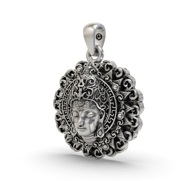 925 Silver Buddha Face Pendant | Spiritual Meditation Jewelry | Calm & Peaceful Buddhist Necklace | Handmade Sterling Silver Buddha Locket | Zen Jewelry for Men & Women