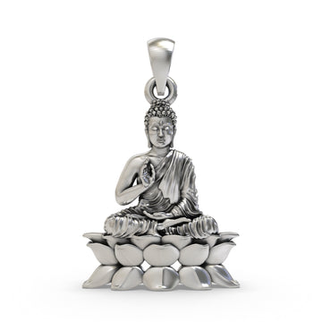 925 Silver Buddha on Lotus Pendant | Peaceful Meditation Jewelry | Buddhist Lotus Necklace for Men & Women | Handmade Spiritual Zen Charm | Sterling Silver Buddha Locket