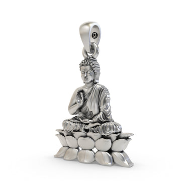 925 Silver Buddha on Lotus Pendant | Peaceful Meditation Jewelry | Buddhist Lotus Necklace for Men & Women | Handmade Spiritual Zen Charm | Sterling Silver Buddha Locket