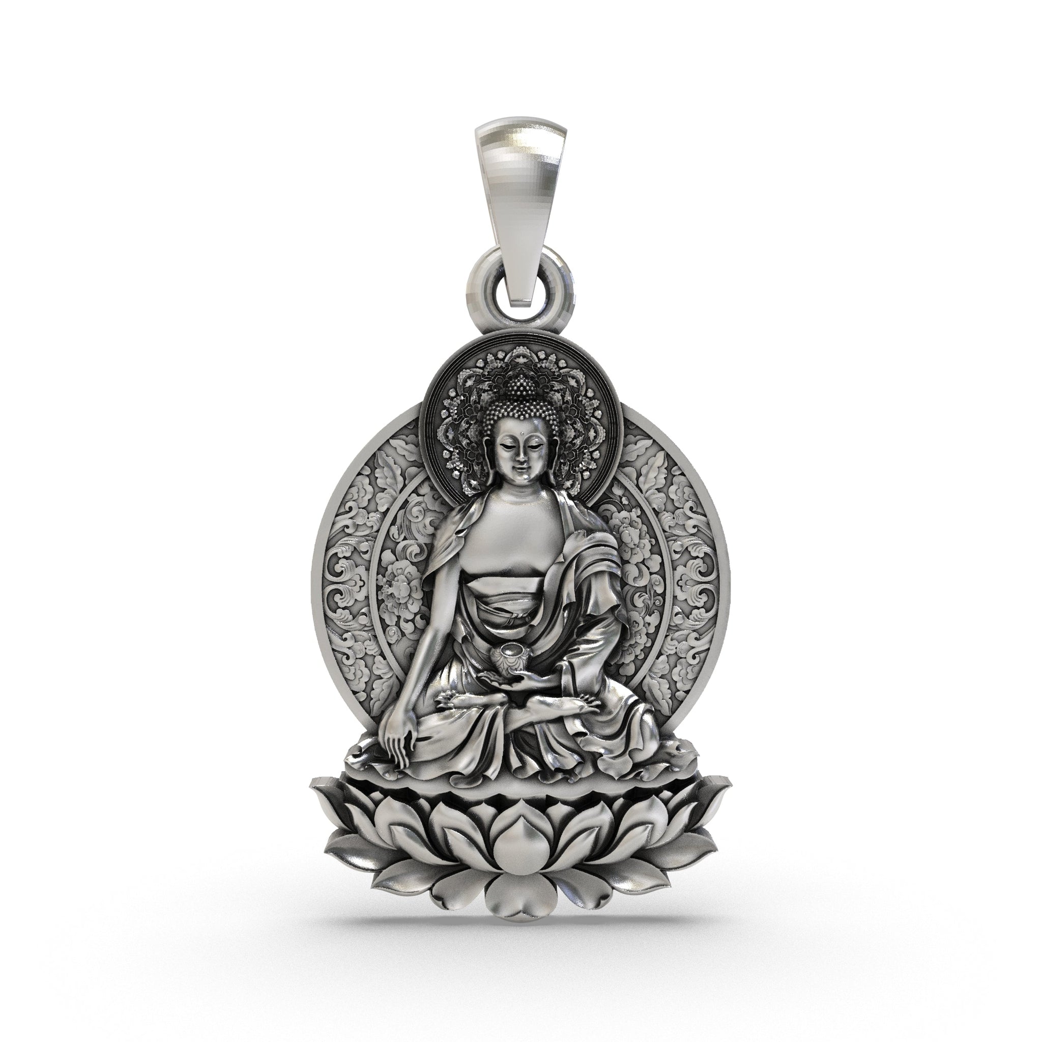 925 Silver Buddha on Lotus Pendant | Spiritual Buddhist Jewelry | Peace & Enlightenment Necklace for Men & Women
