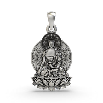925 Silver Buddha on Lotus Pendant | Spiritual Buddhist Jewelry | Peace & Enlightenment Necklace for Men & Women