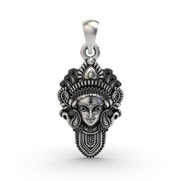 925 Silver Durga Maa Face Pendant | Divine Shakti Jewelry | Powerful Protection Amulet for Men & Women