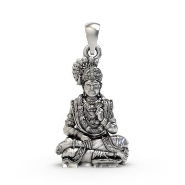 925 Silver Swaminarayan Pendant | Akshar Purushottam Murti Locket | Spiritual Hindu God Necklace for Men & Women