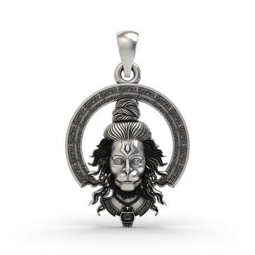 925 Silver Hanumanji Face Pendant | Bajrangbali Locket for Protection & Strength | Hindu God Pendant for Men & Women