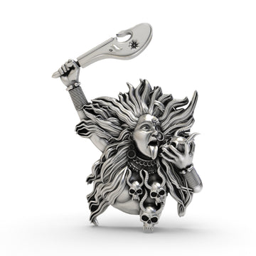 925 Silver Kalimaa Face Pendant | Fierce Goddess Kali Ma Locket | Hindu Divine Jewelry for Protection & Strength