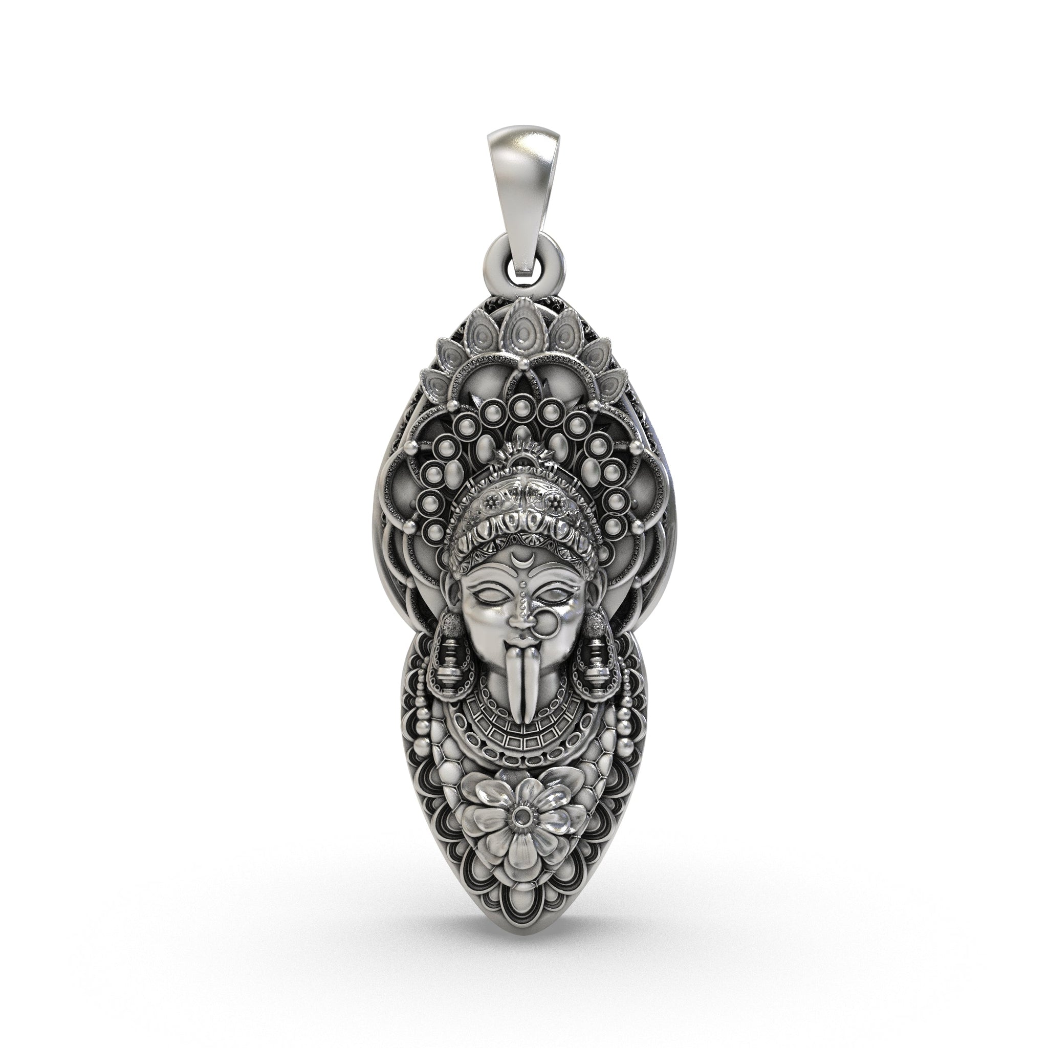 925 Silver Kalimaa Face Pendant | Fierce Goddess Kali Ma Locket | Spiritual Jewelry for Protection & Power
