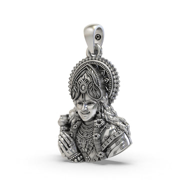 925 Silver Krishna Face Pendant | Shree Krishna Jewelry for Devotees | Hindu God Pendant for Men & Women | Spiritual Necklace Gift