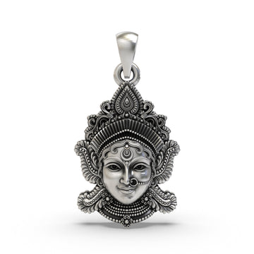 925 Silver Lakshmi Maa Face Pendant | Goddess Laxmi Devi Jewelry for Wealth & Prosperity | Hindu Spiritual Necklace for Men & Women