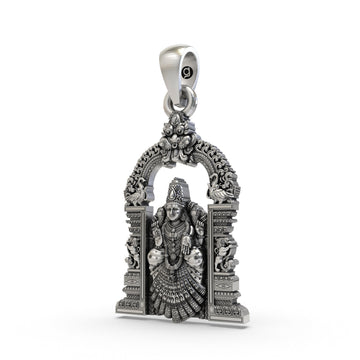 925 Silver Alamelu Manga Padmavathi Devi Pendant | Lakshmi Avatar Jewelry for Wealth & Prosperity | South Indian Temple Style Goddess Pendant