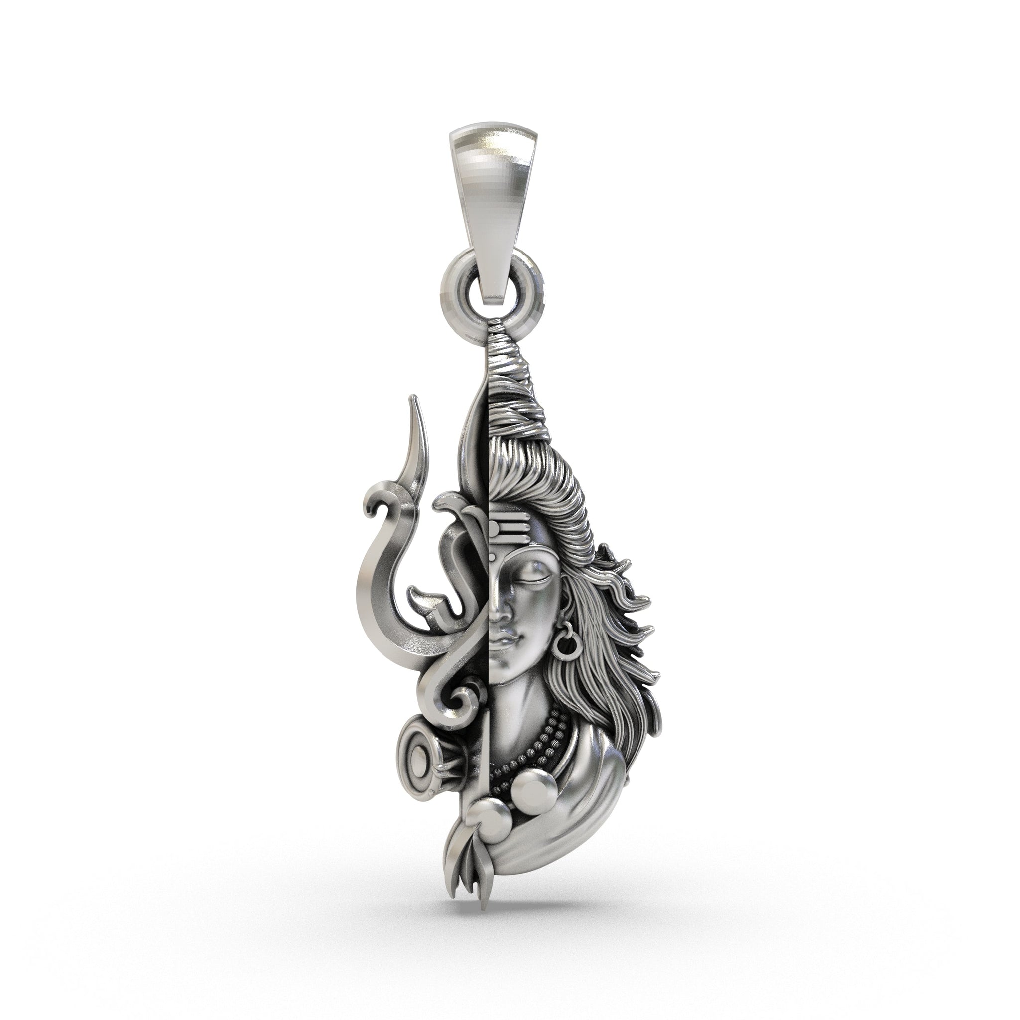 925 Silver Half Trishul Half Shiva Pendant | Lord Shiva Trishul Pendant for Men & Women | Mahadev Jewelry | Spiritual Pendant for Protection & Strength