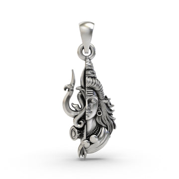 925 Silver Half Trishul Half Shiva Pendant | Lord Shiva Trishul Pendant for Men & Women | Mahadev Jewelry | Spiritual Pendant for Protection & Strength