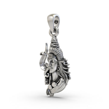 925 Silver Half Trishul Half Shiva Pendant | Lord Shiva Trishul Pendant for Men & Women | Mahadev Jewelry | Spiritual Pendant for Protection & Strength