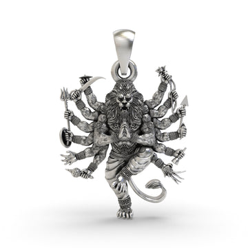925 Silver Narsimha Bhagwan Pendant | Divine Lord Narsimha Pendant for Protection & Strength | Handcrafted Hindu God Pendant | Spiritual Pendant for Men & Women
