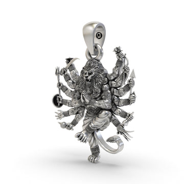 925 Silver Narsimha Bhagwan Pendant | Divine Lord Narsimha Pendant for Protection & Strength | Handcrafted Hindu God Pendant | Spiritual Pendant for Men & Women