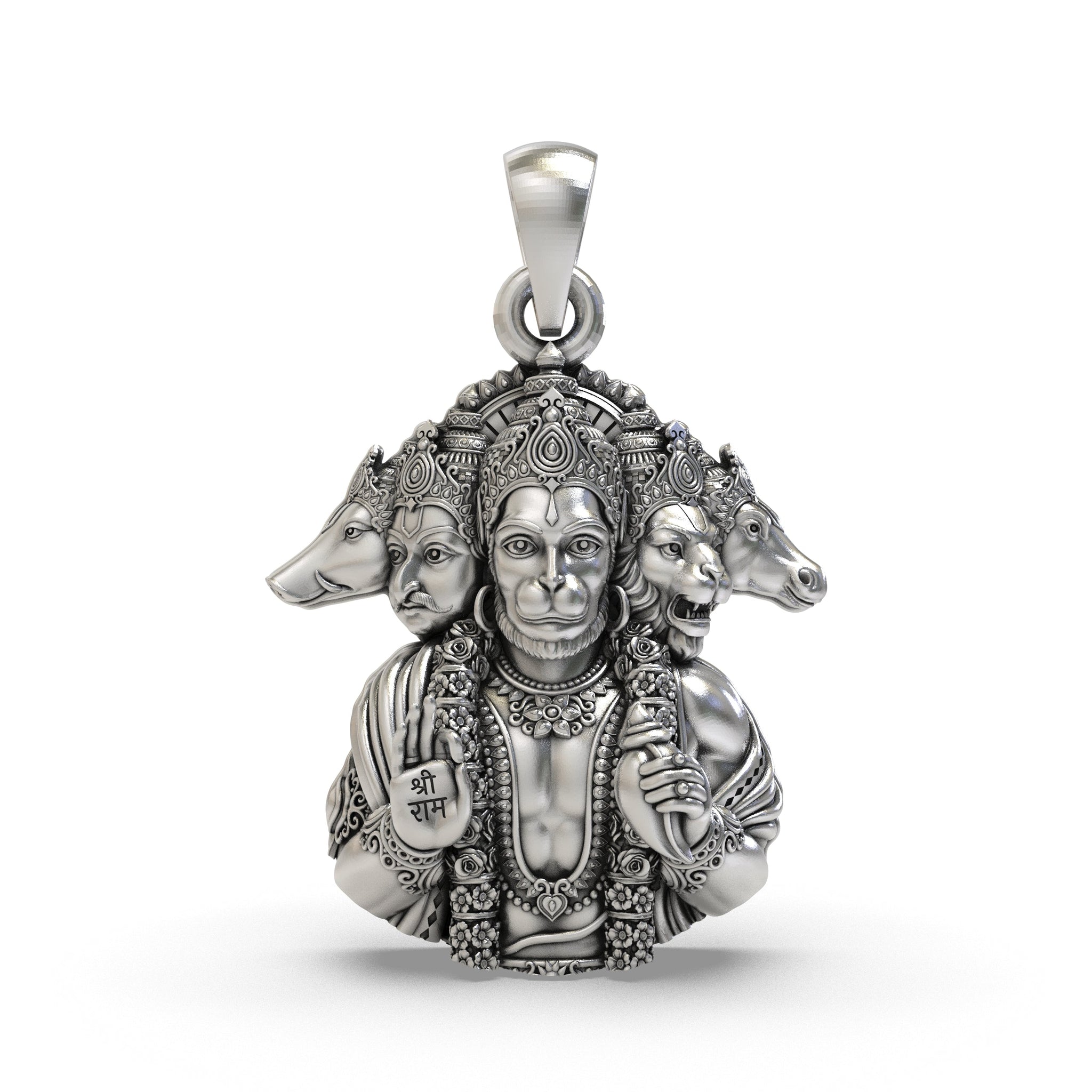 925 Silver Panchmukhi Hanumanji Pendant for Protection & Strength - Divine Hindu God Jewelry