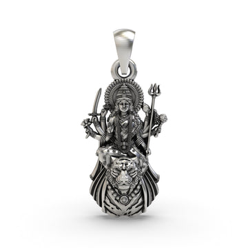 925 Silver Ambemaa Pendant | Goddess Durga Mata Jewelry | Spiritual Hindu Amba Pendant for Protection & Power