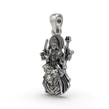 925 Silver Ambemaa Pendant | Goddess Durga Mata Jewelry | Spiritual Hindu Amba Pendant for Protection & Power