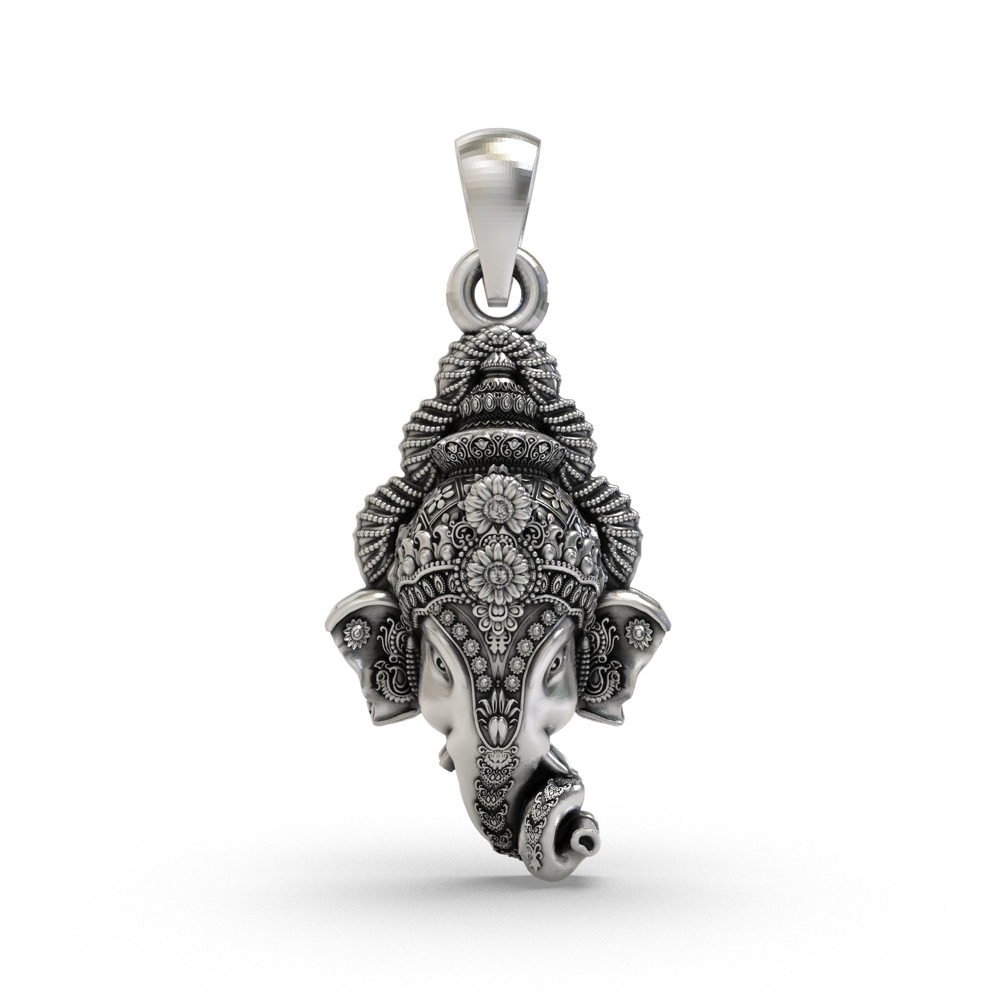 925 Silver Ganesh Face Pendant | Lord Ganesha Head Necklace | Sterling Silver Ganpati Jewelry for Men & Women | Hindu God Pendant | Spiritual Gift