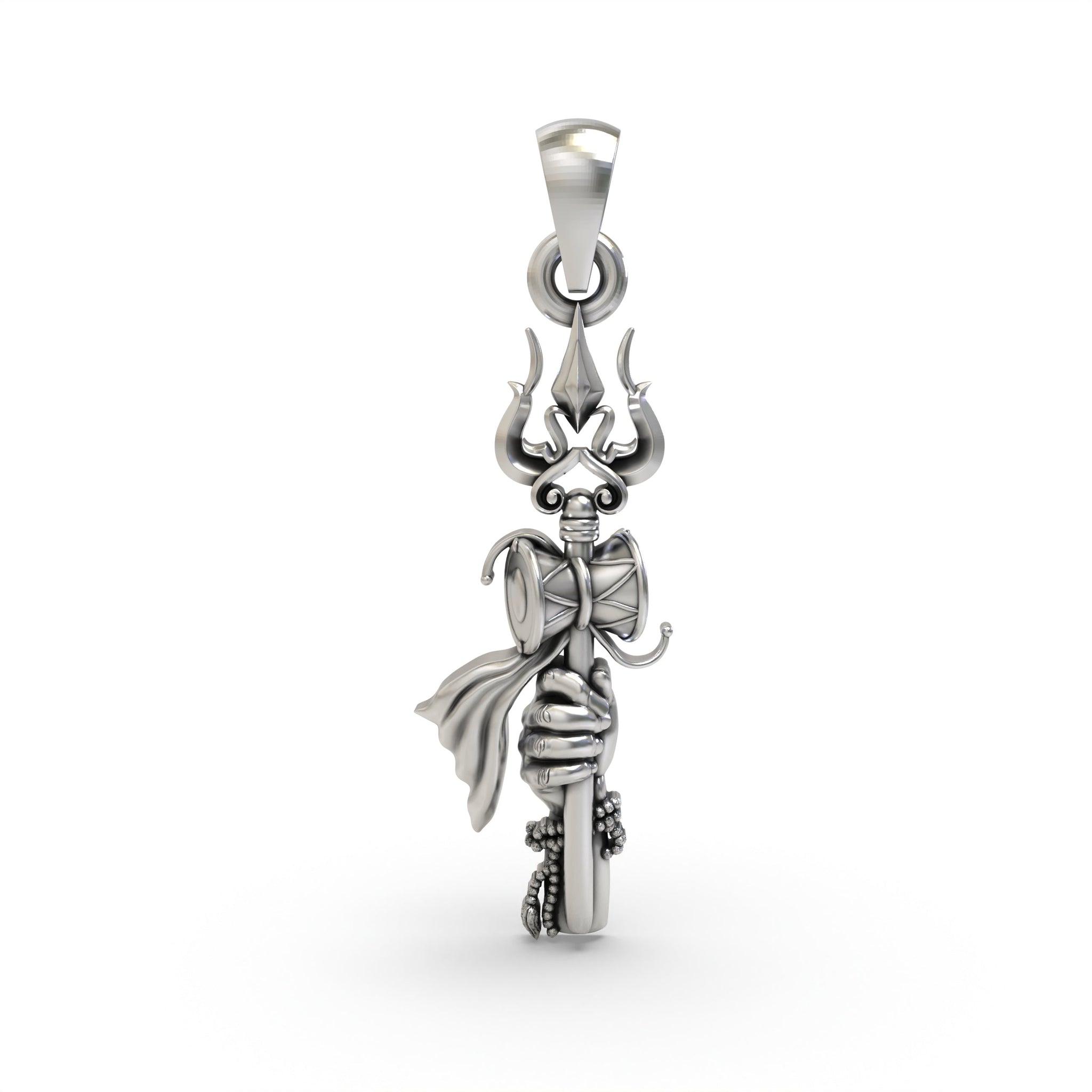 925 Silver Trishul Pendant with Shiva Hand – Divine Protection & Spiritual Strength Symbol