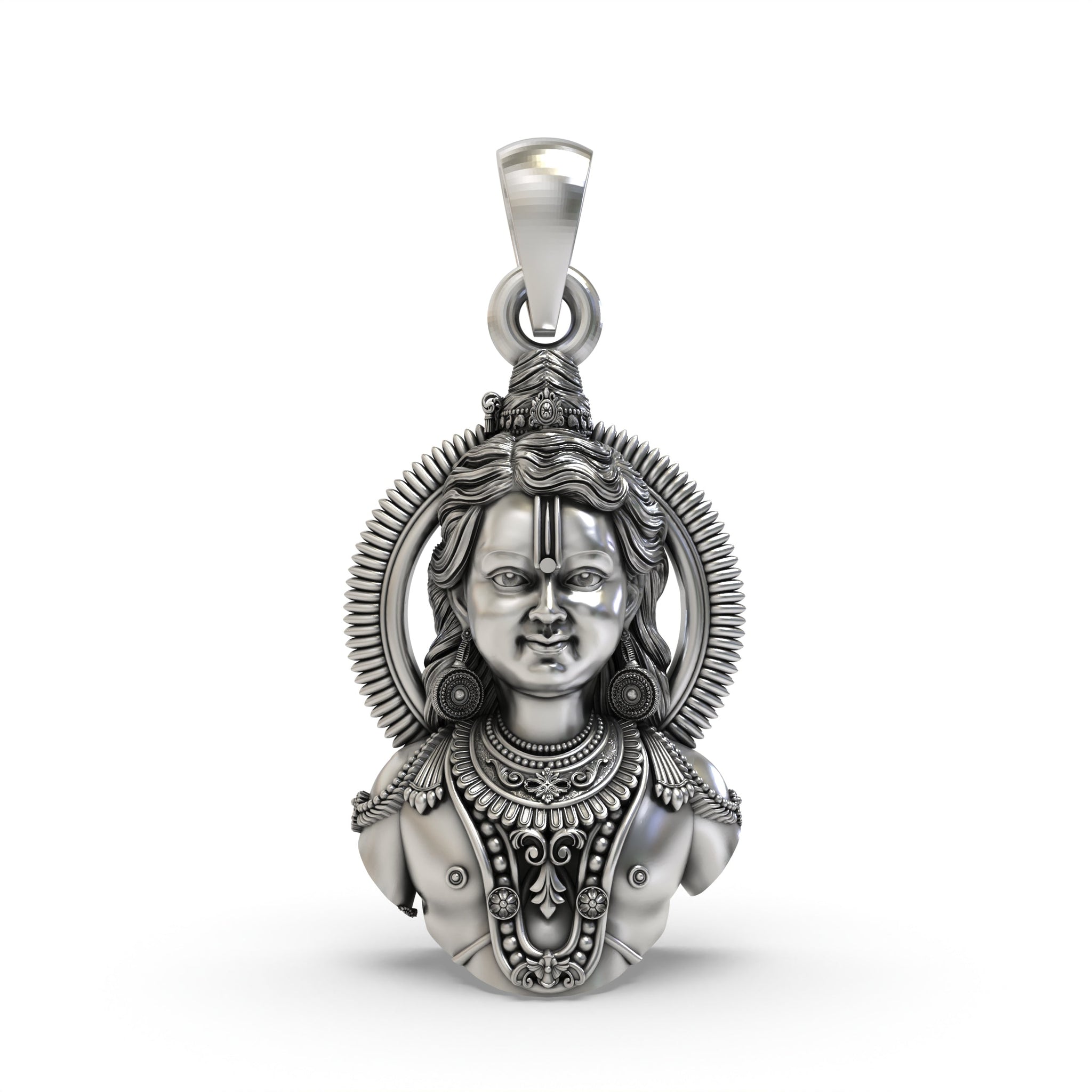 925 Silver Ayodhya Ram Lala Face Pendant – Divine Lord Ram Pendant for Blessings & Protection
